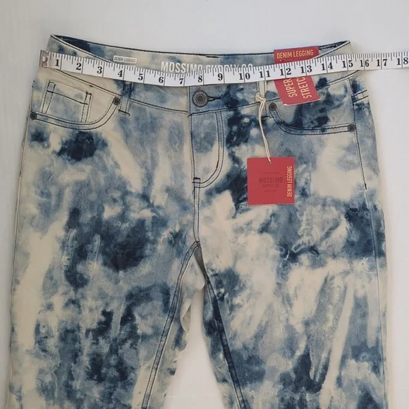NWT Mossimo Tie Dye Fit 6 Coupe 6 Super Stretch Denim Legging Junior 9 Blue Boho - Picture 12 of 16
